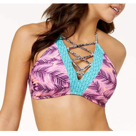 Hula Honey Swim Hula Honey Leaf Breeze Lace Up High Neck
